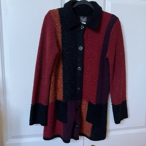 Y2K Susan Bristol Cardigan Womens S Colourblock Long Line Patchwork 2000s - Picture 4 of 9